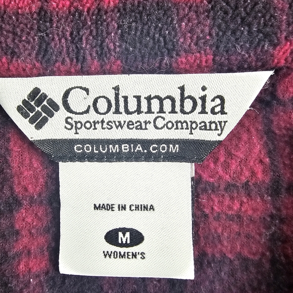 Columbia Full Zip Fleece Sweater Jacket Women's Size Medium Pink Plaid - Picture 7 of 12